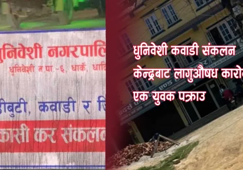 धुनिवेशी कवाडी संकलन केन्द्रबाट लागुऔषध कारोबारमा एक युवक पक्राउ