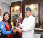 अध्यक्ष प्रचण्डद्वारा दक्षिण एशीयाली शारिरिक सुगठन प्रतियोगिता विजेता खेलाडीहरूलाई बधाई