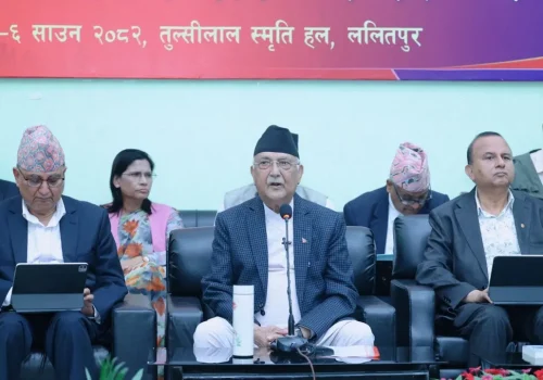 पार्टीलाई ‘निर्णायक राष्ट्रिय शक्ति’को रूपमा स्थापित गर्ने लक्ष्यसहित अघि बढ्न नेतृत्वलाई निर्देशन : केपी शर्मा ओली