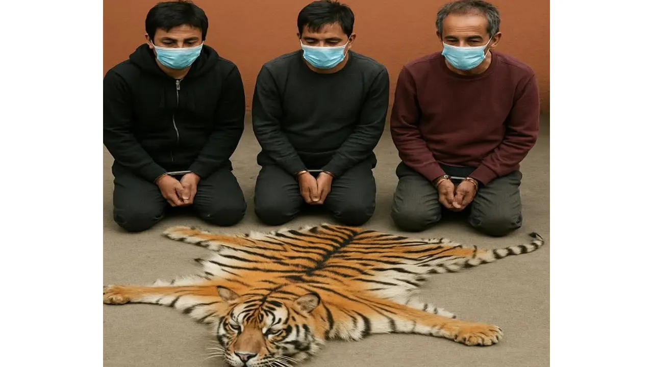 बाघको छालासहित तीन जना पक्राउ