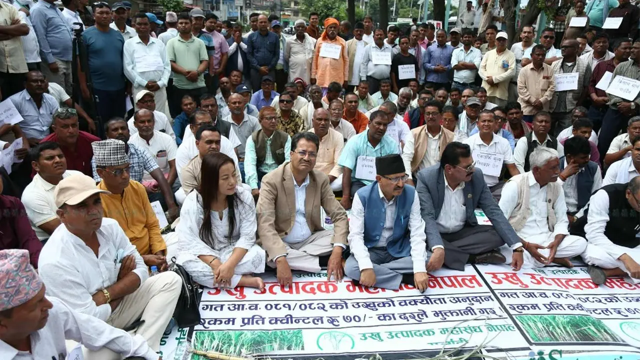 उखु किसानसँगै माइतीघरमा धर्ना बसे नेताहरू