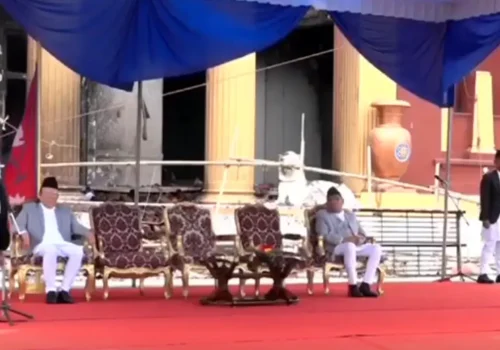 शीतल निवासको प्राङ्गणमा मन्त्रीहरूको शपथ तयारी
