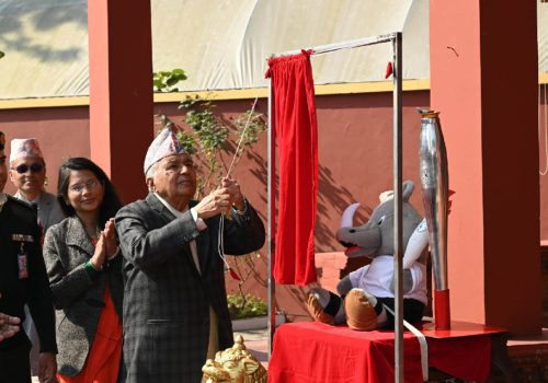 १३औँ किन्डर ओलम्पिक मस्कर्टको राष्ट्रपतिद्वारा अनावरण