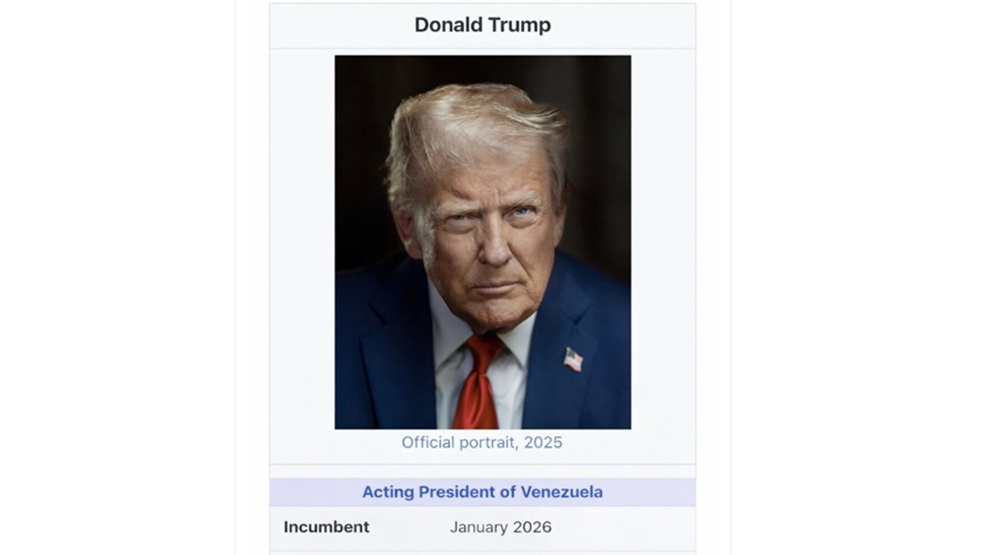 ट्रम्पले सामाजिक सञ्जालमा आफूलाई भेनेजुएलाको कार्यवाहक राष्ट्रपति घोषणा गरे