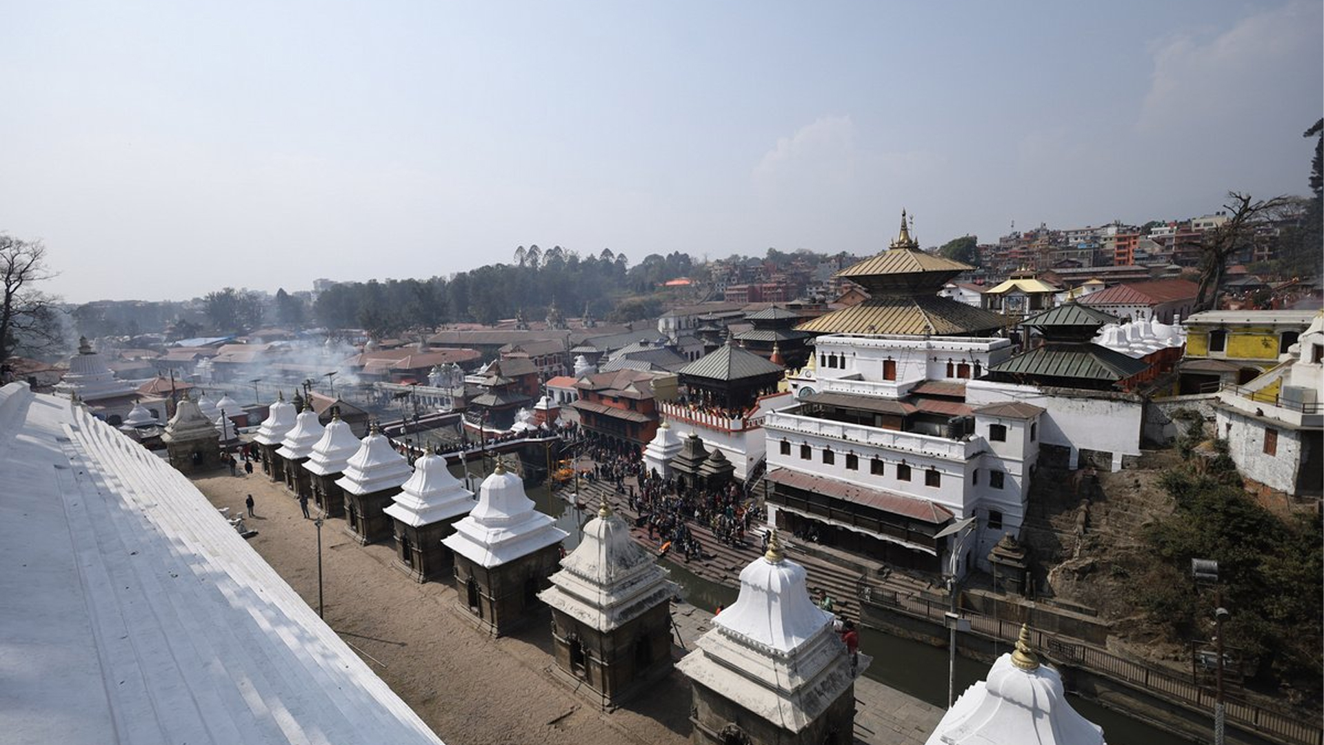 Preparing the Pashupatinath Temple premises for the Mahashivaratri festival 