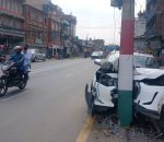 कारको चरम लापरबाही पैदल यात्री नेपाली सेनालाई ठक्कर बिजुलीको पोल्नै भाचियो