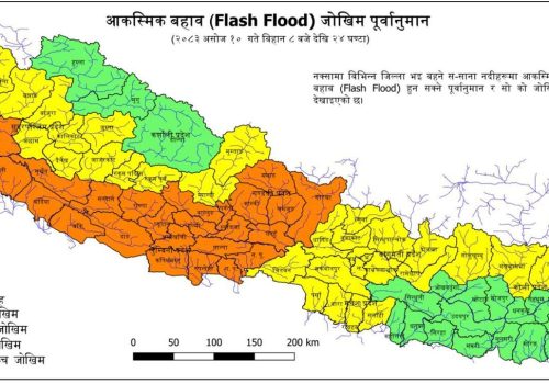 देशभर झरी, पश्चिमतिर वर्षा बढ्ने : ३८ जिल्लामा बाढीको उच्च जोखिम