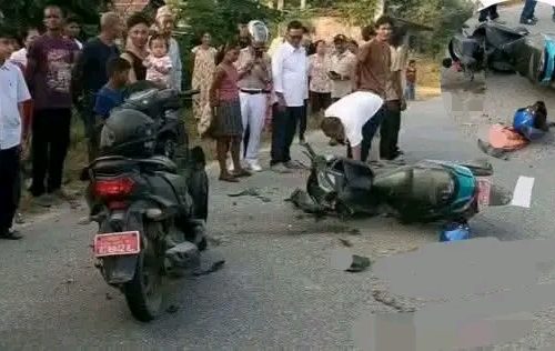 मोरङको कानेपोखरीमा त्रिपक्षीय सडक दुर्घटना, एक जना गम्भीर घाइते