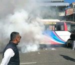 भक्तपुरको कौशलटार चोकमा यात्रुबाहक बसमा आगलागी