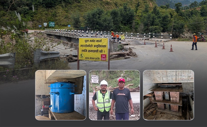 ९०० टनको कोल्पुखोला पुललाई नचलाइकनै पुरानै अवस्थामा फर्काइँदै
