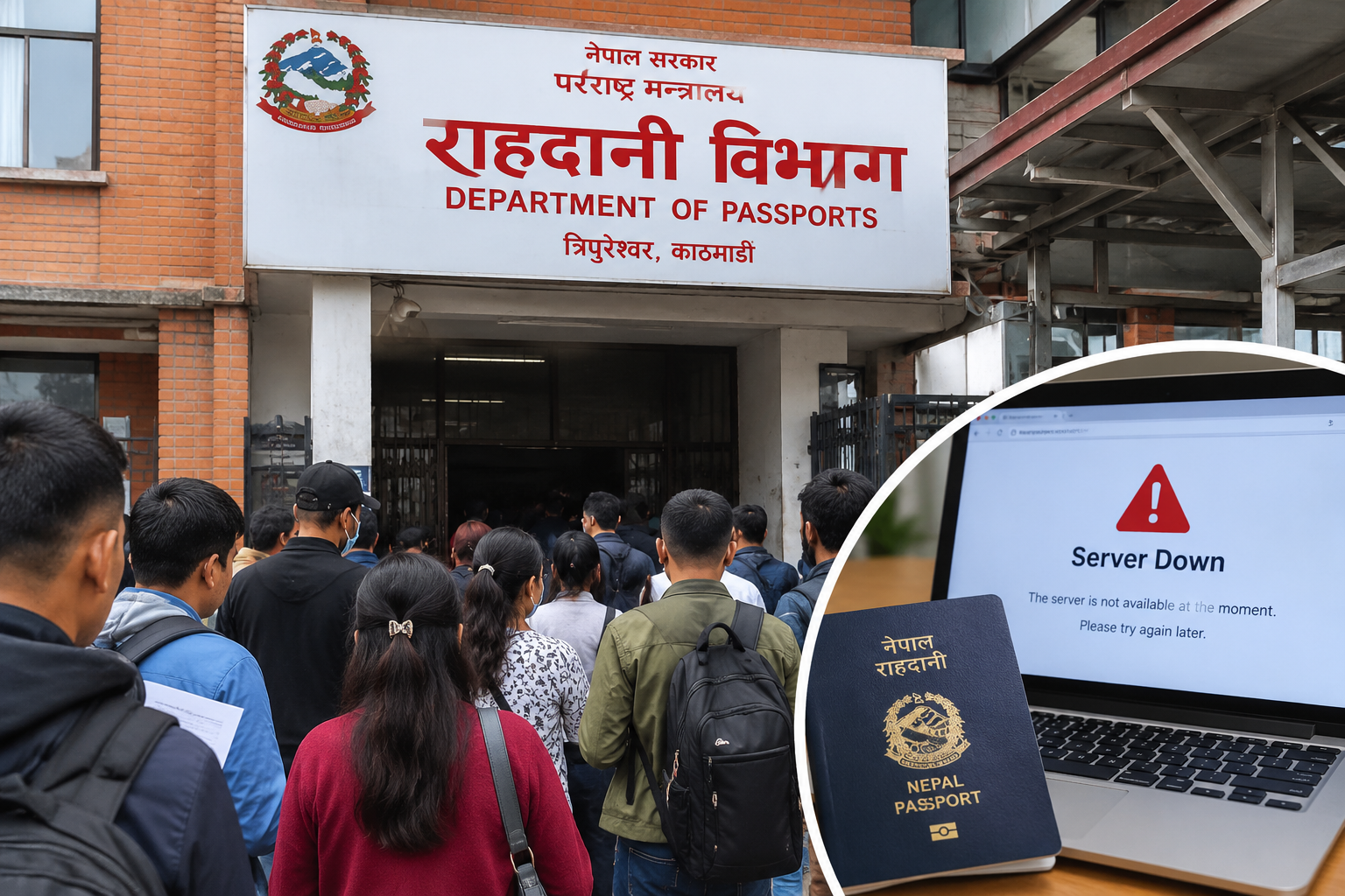 राहदानी विभागको सर्भर डाउन, कर्मचारी भन्छन्– ‘इन्टरनेटमा समस्या देखियो